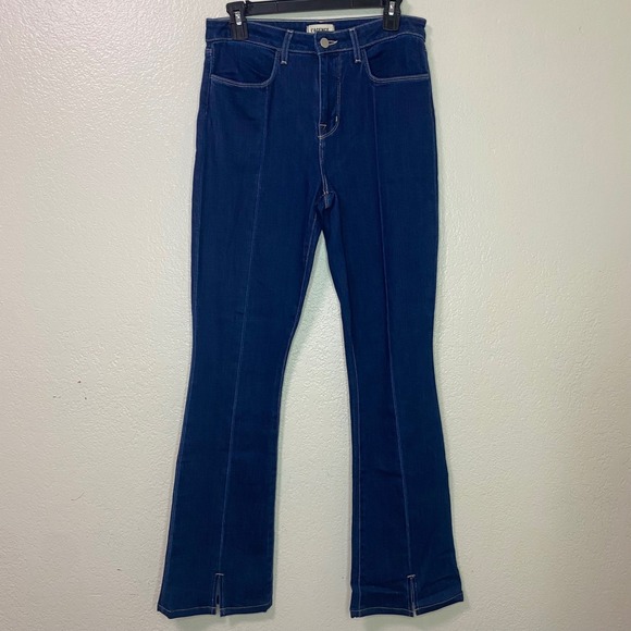 L AGENCE High Rise Beatrix Flare Bootcut Jeans Dark Wash Split Hem Size 27 - Picture 4 of 10